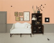 Sofa Blanco y pÃ¡jaros Negros